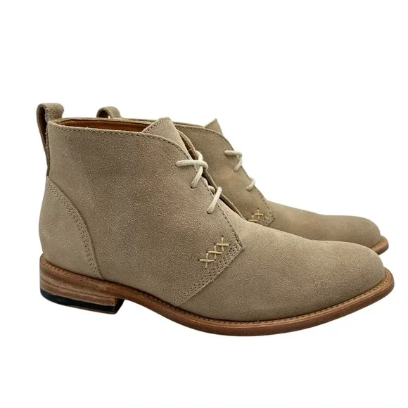 Men's 10 D - Hevias The Wanderer Beige‎ Suede Leather Ankle Boots Desert Chukka