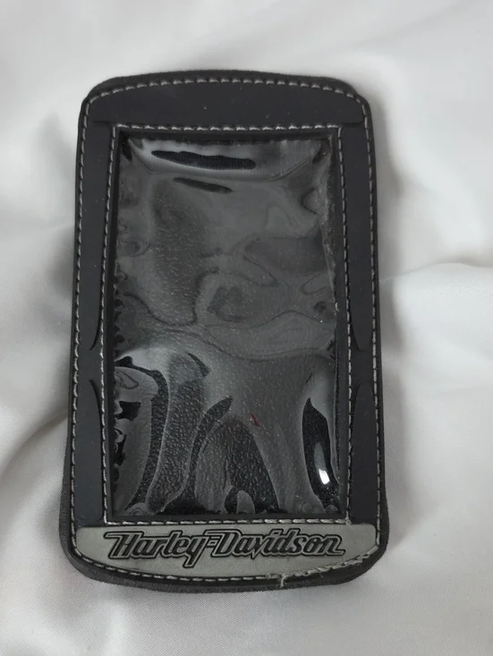 Harley-Davidson Black Leather Magnetic Phone Holster with Clear Window