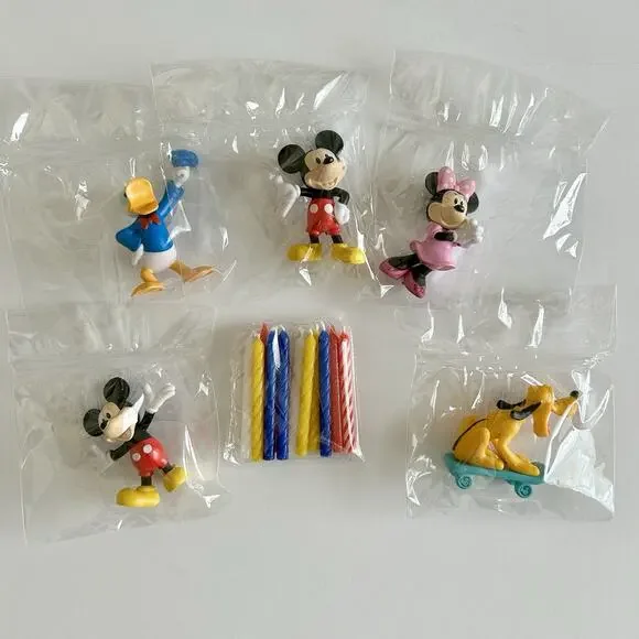 NEW Mickey Mouse Cake Topper Set - 5 Figures, 12 Candles & Tattoo Sheet SEALED
