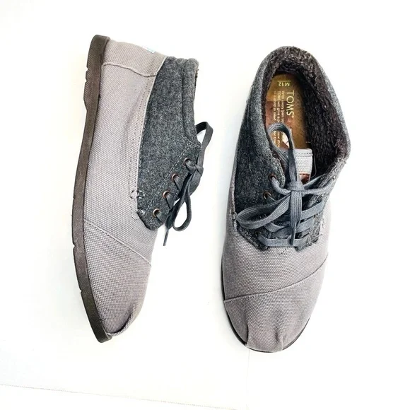 Toms Botas Highlands Mens Grey Wool Ridge Sherpa Lined Chukka Boots Size 12
