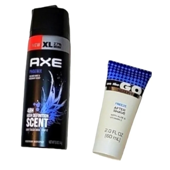 NEW Men's Grooming Bundle: Axe Deodorant/Body Spray & On The Go After Shave