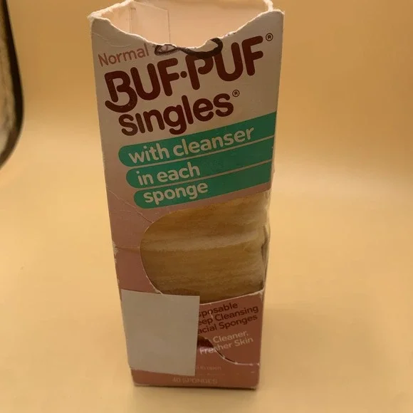 Vintage 32 Pack BUF PUF Singles Normal To Dry Skin Deep Clean Facial Sponges