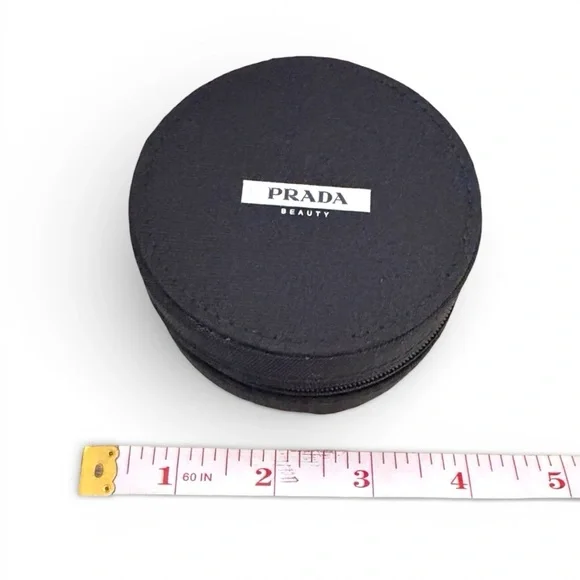 Prada Black Round Zip Cosmetic Case