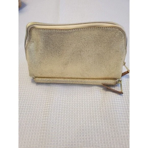 Anthropologie Artist Atelier Make Up Bag Emily Grady Dodge Gold NWOT