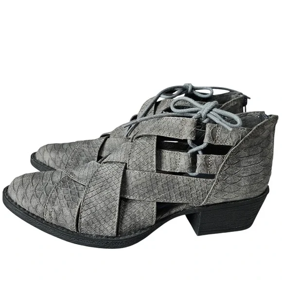 Coconuts by Matisse Lux Shootie Womens Shoes Size‎ 7.5 Gray Back Zip Side Ties