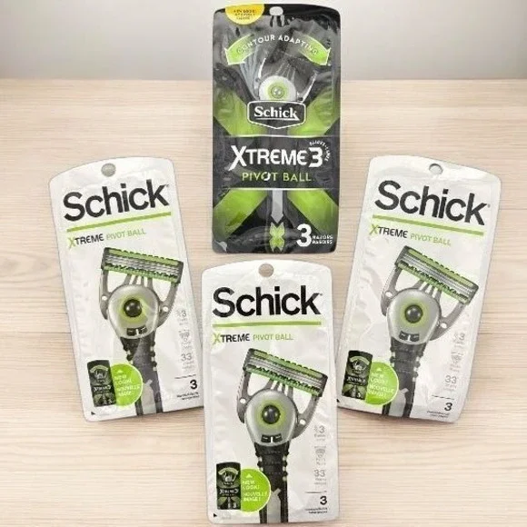 Schick Xtreme3 Pivot Ball Razor‎ Refills - Pack of 4 Sets (12 Cartridges Total)