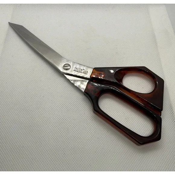Vintage Talon Stainless Steel Scissors with Faux Tortiseshell Handles 8.5