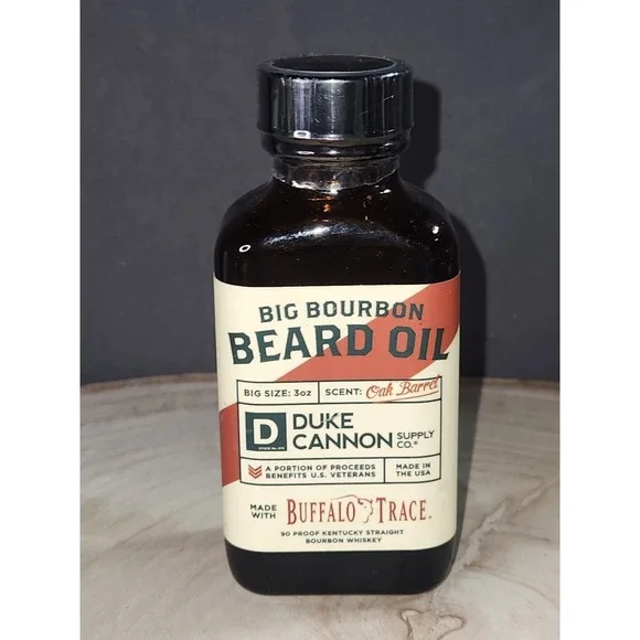 Duke Cannon Big Bourbon Beard‎ Oil 3oz Oak Barrel Scent Made With Buffalo Trace