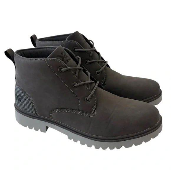 XRAY Men Gray Vegan Leather Combat Boots Sz 10