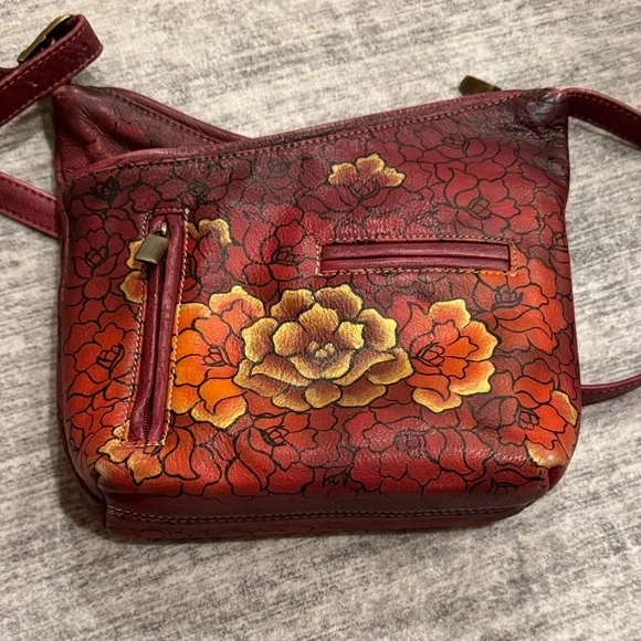 Biacci painted Leather Floral Red and Orange Women's Bag