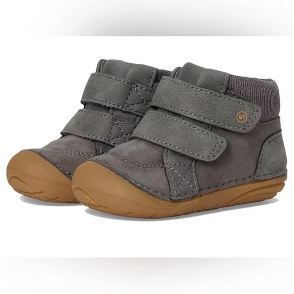 Stride Rite SM Martin Toddlers US 4 Gray Leather Casual Shoes Slip‎ Resistant