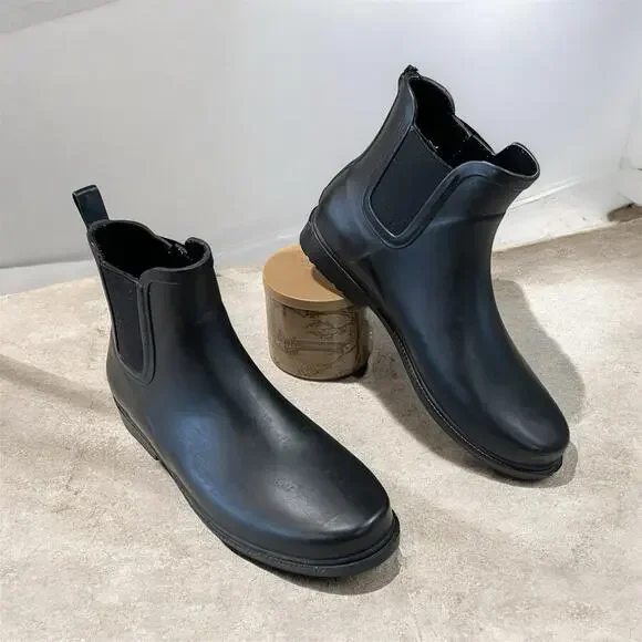 J. Crew Rain Boots Women’s Size 11 Black Chelsea Shoes Rubber Pull On Outdoors