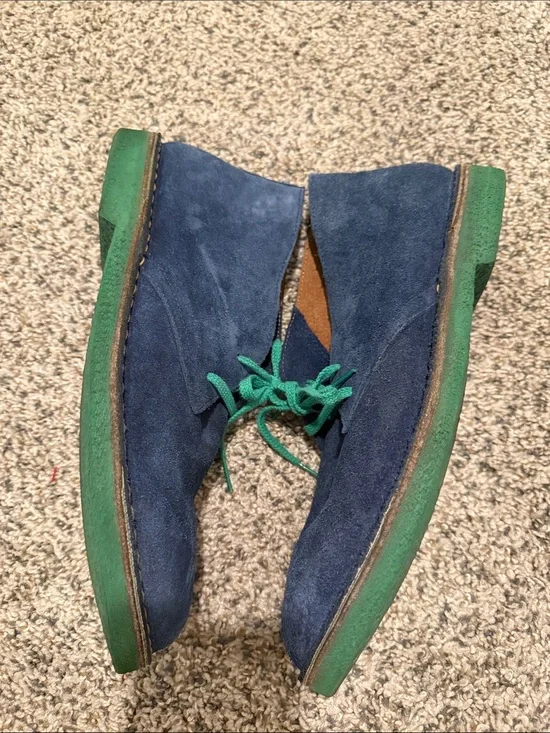 Wally Walker Chukka Boot blue suede with green laces and sole mens EU 44 /11