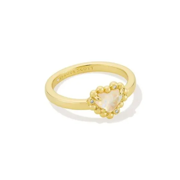 Kendra Scott Gold Ring with Opal Heart Center