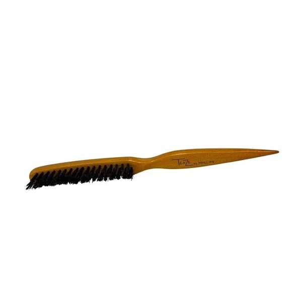 Vtg TeaZe Bristle Hair Styling Brush Tail Comb by‎ PHILLIPS Wooden Handle