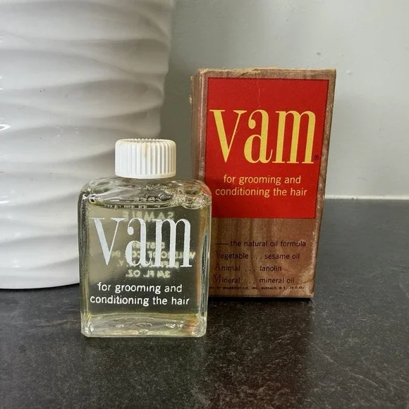 Vintage VAM Hair‎ Grooming Oil Glass Bottle 3/4 oz USA Wildroot Co