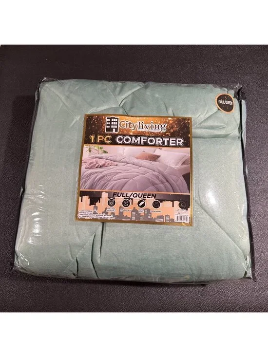 City Living Full/Queen Bed Comforter Green Breathable Reversible 86x86