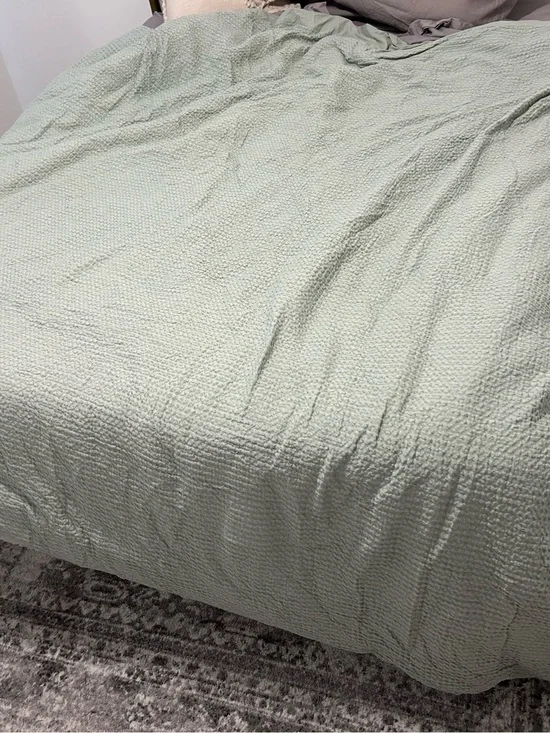 King Size Light Sage Green Waffle Quilt Duvet Cover - Home Bedding