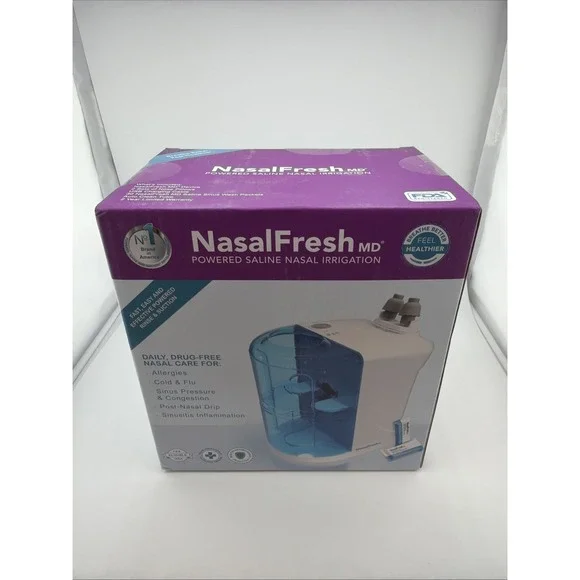 NasalFresh MD Powered Saline Nasal Irrigation Device w/ Saline Packets New