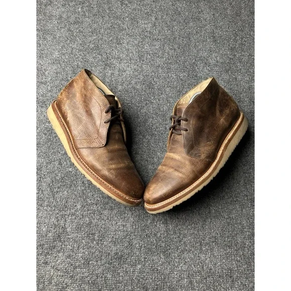 Mens Boots Rhodes Leather Brown Chukka Casual Lace Up, Size US 9 M