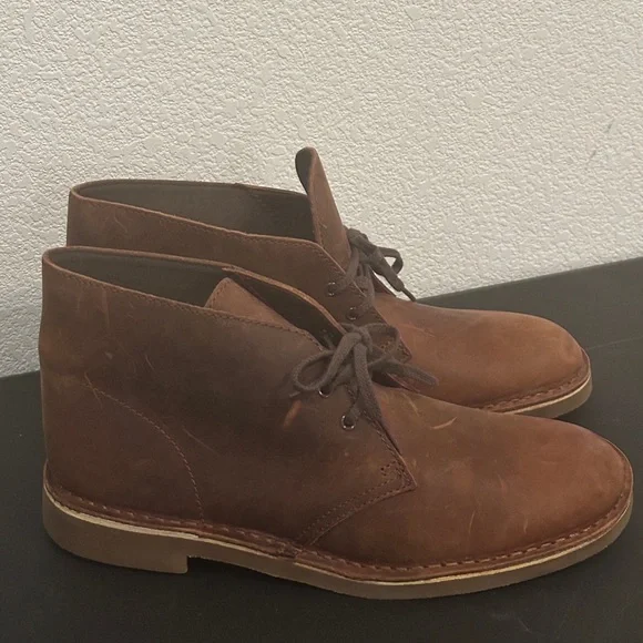 Clarks Hommes Ankle Chukka Boots Bush acre Brown Beeswax Leather 8.5‎