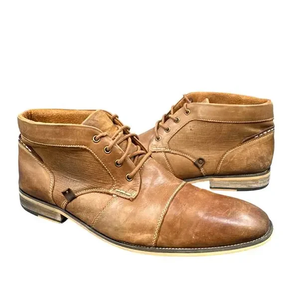 Steve Madden Chukka Ankle Boot 12 Leather P-Klatin Brwn Cap Toe Hipster Academia