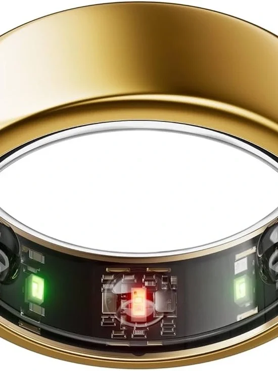 Oura Smart Ring in Gold with Black Center and Green/Red Sensors