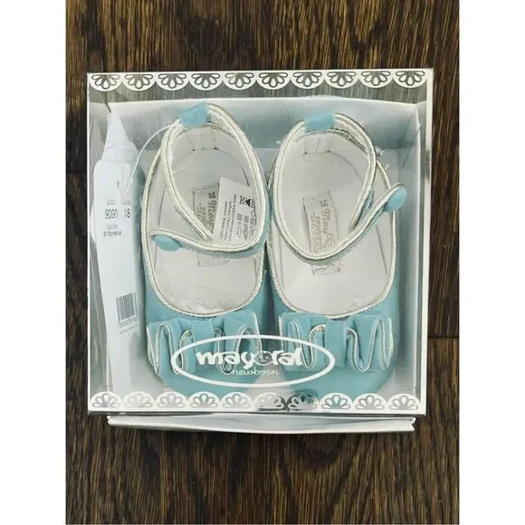 NEW Mayoral Baby 5-7 Mos (17) Ruffled Mary Jane Shoes AS IS
