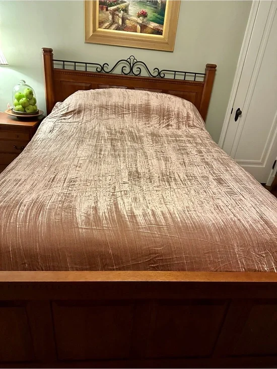 West Elm Crushed Velvet Comforter - Blush Taupe