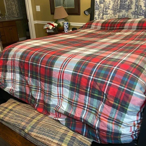 Pottery Barn Plaid Flannel Duvet‎ Cover Full/Queen Classic Tartan READ