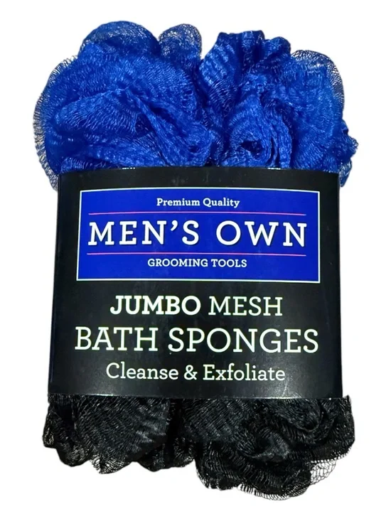 Jumbo Mesh Bath Sponges - Blue & Black