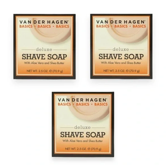 Van‎ Der Hagen Deluxe Shave Soap 2.5 oz with Aloe Vera Shea Butter Lot of 3 New