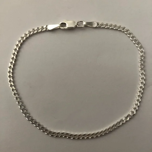 925 Silver 3mm 8” bracelet cuban chain unisex