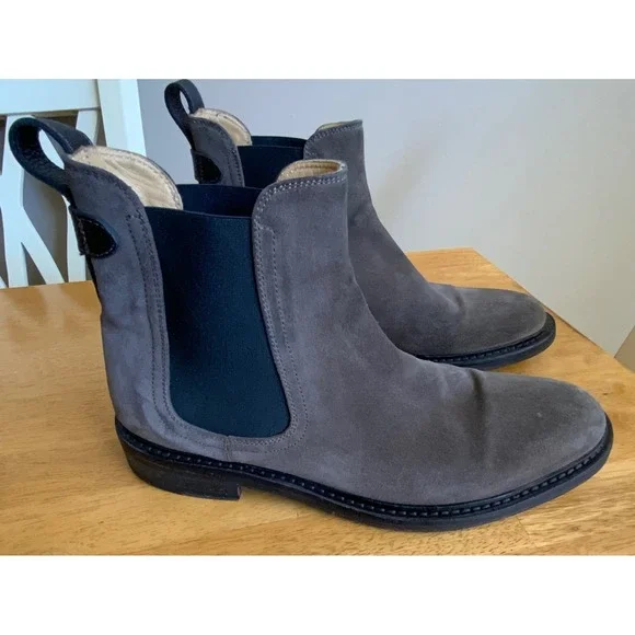 George Brown Bilt Grey Brown Suede Chelsea Boots Mens Size 9M Italy Sample Shoe