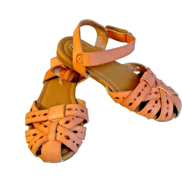 Cat & Jack Girls Elysia Closed Toe Ankle Strap Comfort Sandals Tan -Sz 9 Toddler
