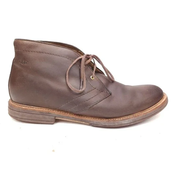 UGG Dagmann Men's Size 12 US Grizzly Brown Leather Chukka Ankle Boots 1018684