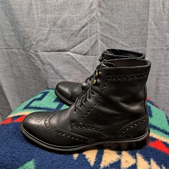 %Cole Haan Boots Men Leather Black Size 10.5M / D11