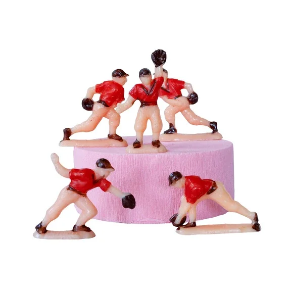 VTG 50s Baseball Player Cake Toppers Set of 5 MCM Retro Boys Sport Party Favors
