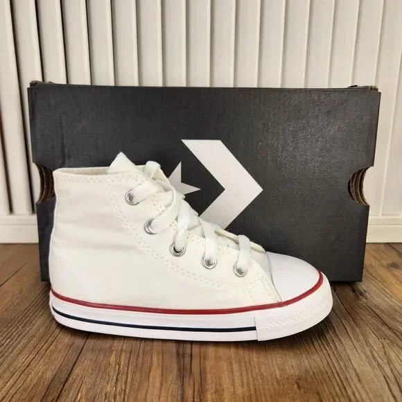 Converse Chuck Taylor All Star Hi Infant Size 9 Optical White Canvas Shoes 7J25