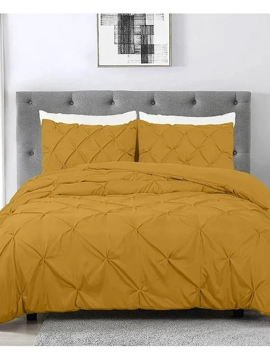 Mustard Pintuck oversized king 3 piece Comforter Set