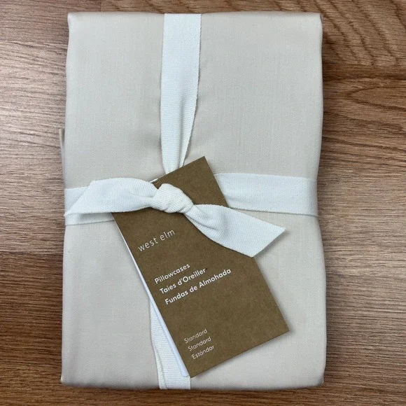 West Elm 2 Pack Silky Tencel Standard Size Pillowcases‎ in Sand NEW