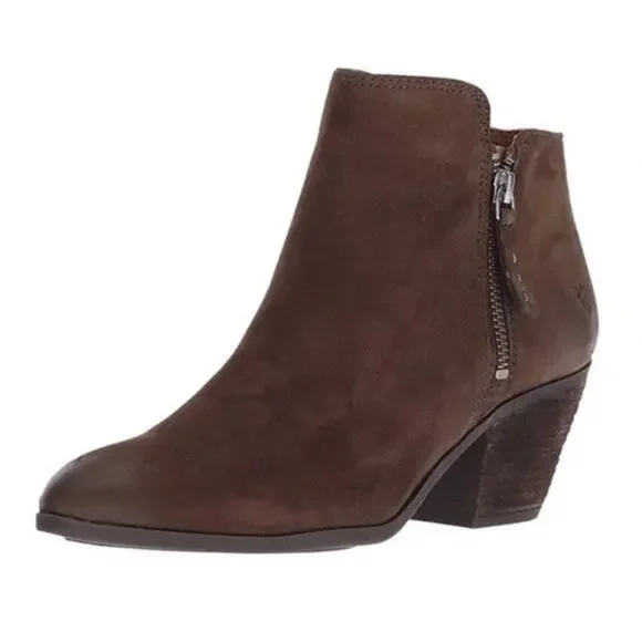 Frye Judith Double Zip Ankle Boots •Women 8.5• Brown Suede Booties 3470014 $328