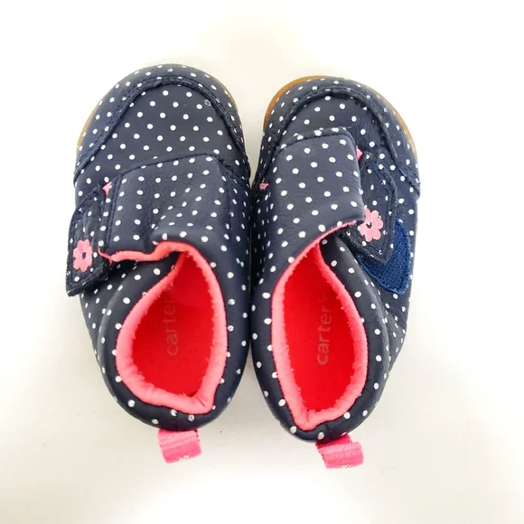 Carter's Blue and White Polka Dotted Booties