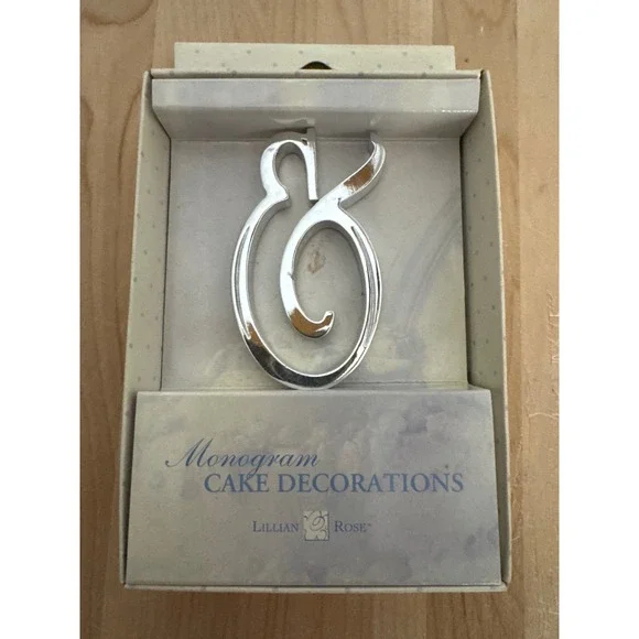 Lillian‎ Rose Silver Monogram Cake Topper Letter E Wedding Anniversary Decor