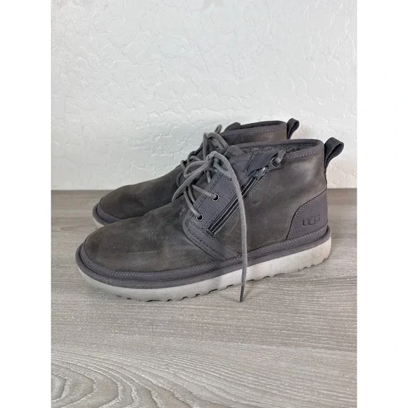UGG Neumel Dual Zip‎ Mens Size US 11 Charcoal Dark Gray Leather Boots