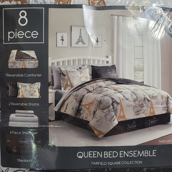 Fairfield Square Collection Reversible Queen Bed Ensemble 8 pc., New