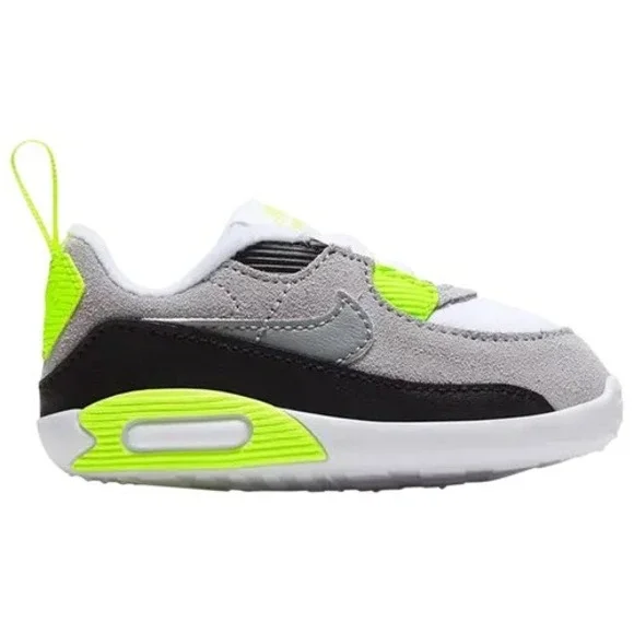 Nike Air Max 90 Crib Shoes Gray Neon Yellow Sz 3C