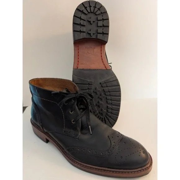 Trask Wingtip Chukka Boots Mens 9M Black Perforated Leather Brogue 30-0312