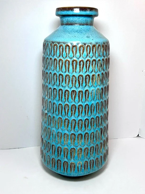 West Elm Glazed Ceramic Turquoise Scandinavian Style 12” Vase