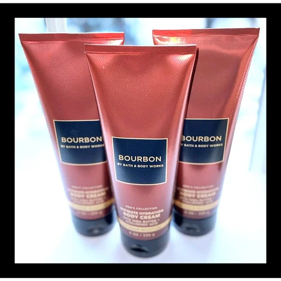 Bath & Body Works Bourbon for MEN 8oz Ultimate Hydration Body Cream with Aloe x3